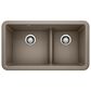 Blanco Ikon 33" Apron Double Bowl Farmhouse Sink with Low Divide in Truffle, , large
