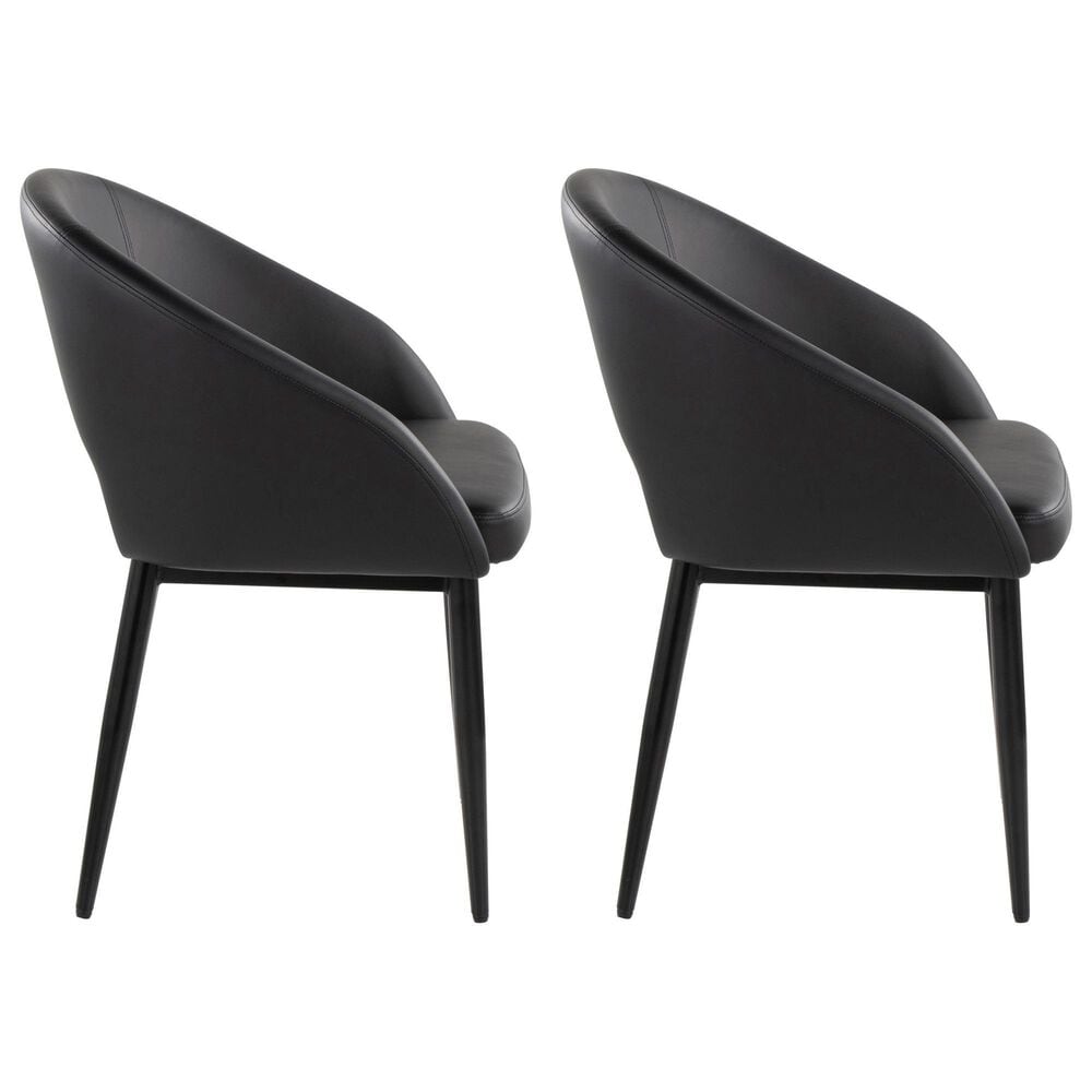 LumiSource Renee Arm Chair with Black Faux Leather Cushion in Black (Set of 2), , large