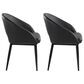 LumiSource Renee Arm Chair with Black Faux Leather Cushion in Black (Set of 2), , large