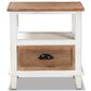Baxton Studio Glynn 1-Drawer End Table in White and Oak Brown, , large