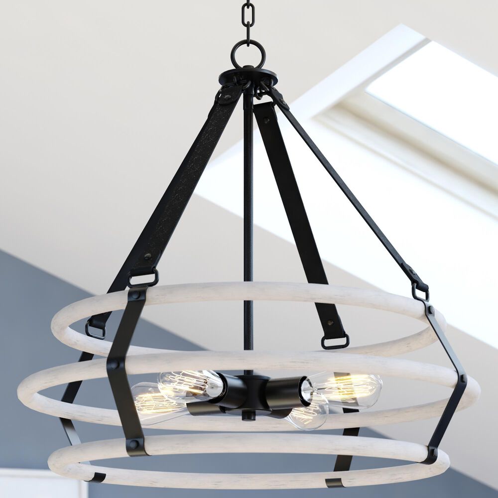 Vaxcel Taylor 4-Light Pendant in Textured Black and Ash Gray, , large