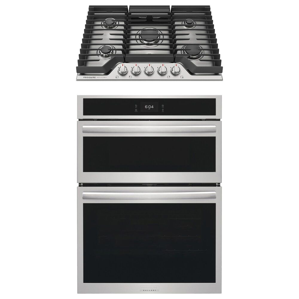 Frigidaire Gallery 2-Piece Kitchen Package with 30" Electric Microwave Combination Wall Oven and 30" Gas Cooktop in Stainless Steel, , large