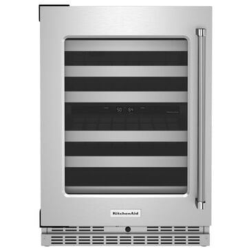 KitchenAid 24" Undercounter Wine Cellar with Left Hinge, Metal-Front Racks in Stainless Steel, , large