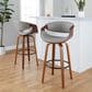 LumiSource Symphony 30" Swivel Barstool with Pewter Grey Upholstery in Walnut and Black (Set of 2), , large