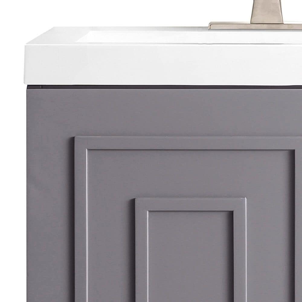 James Martin Vanities Alicante 24&quot; Single Bathroom Vanity in Grey Smoke with 5 cm White Glossy Resin Top and Rectangular Sink, , large