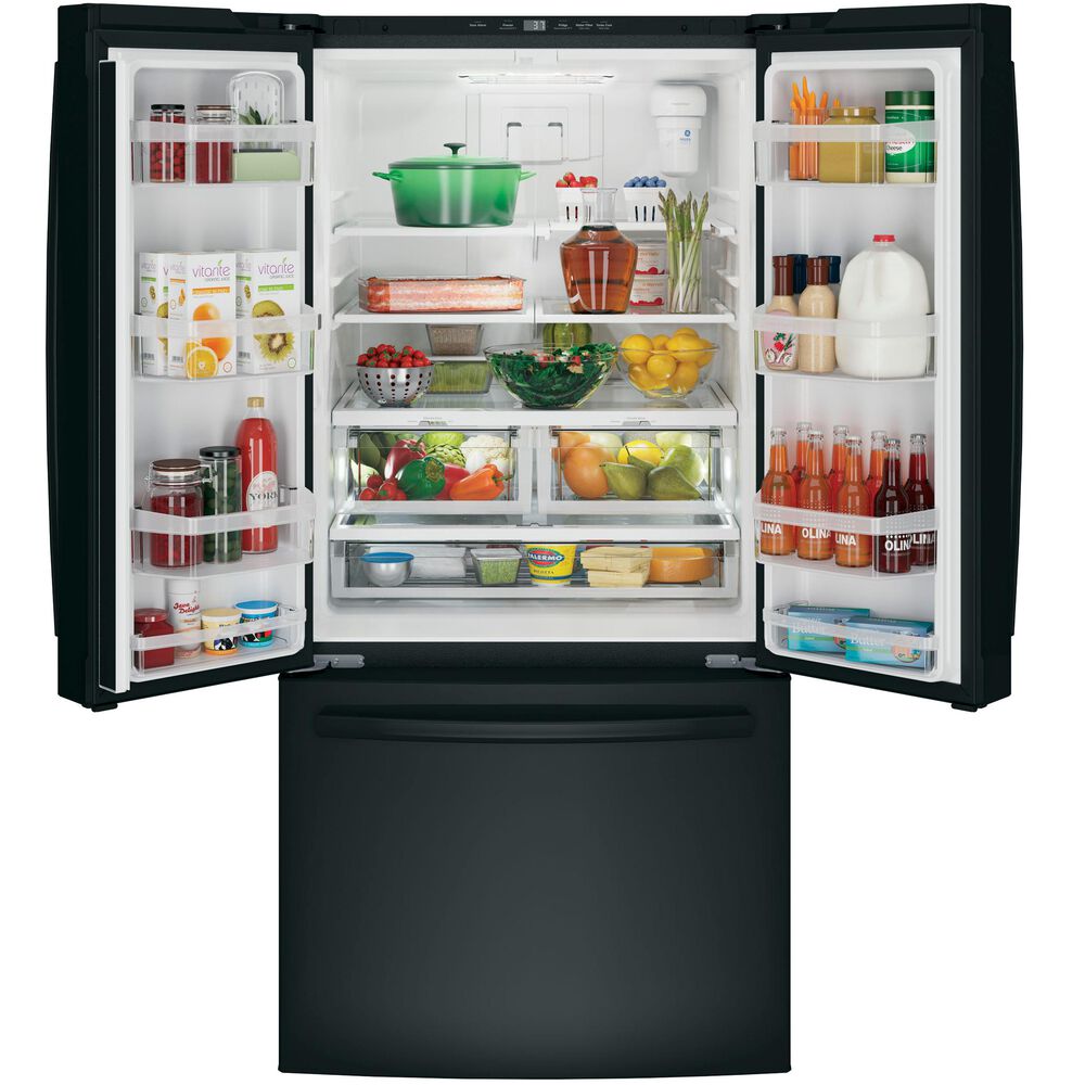 GE Appliances 18.6 Cu. Ft. Counter-Depth French-Door Refrigerator in Black, , large