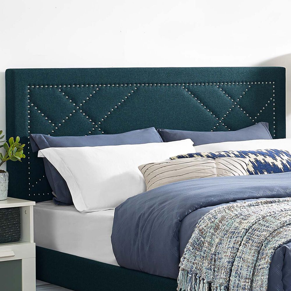 Modway Reese Upholstered Linen Fabric Full/Queen Headboard in Azure, , large