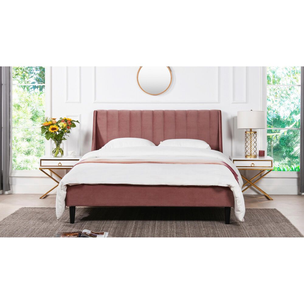 Jennifer Taylor Home Aspen Queen Upholstered Platform Bed in Ash Rose, , large