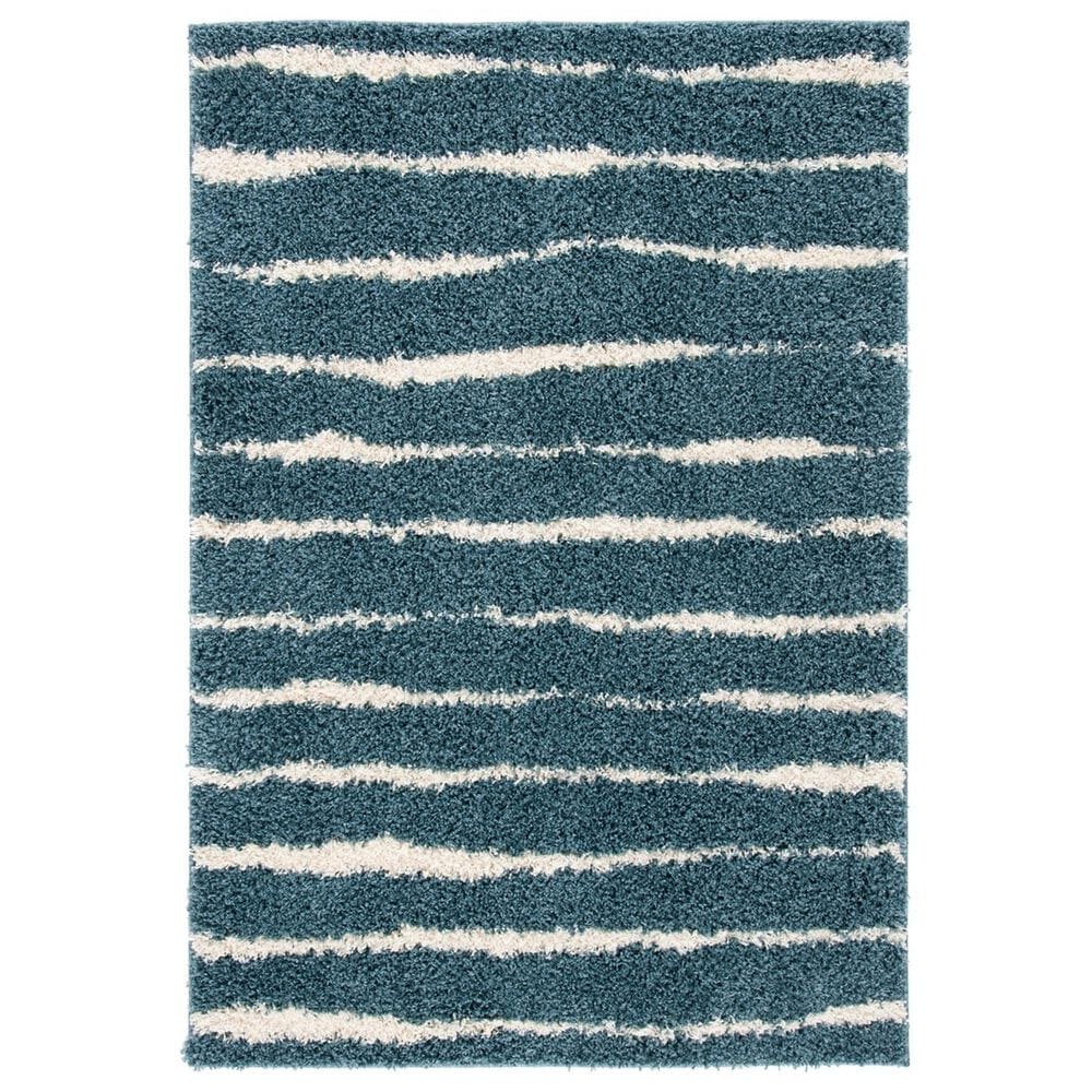 Safavieh Venus Shag VNS603K 5"3" x 7"6" Turquoise and Ivory Area Rug, , large