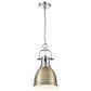 Golden Lighting Duncan 1-Light Small Pendant with Chain and Aged Brass Shade in Chrome, , large