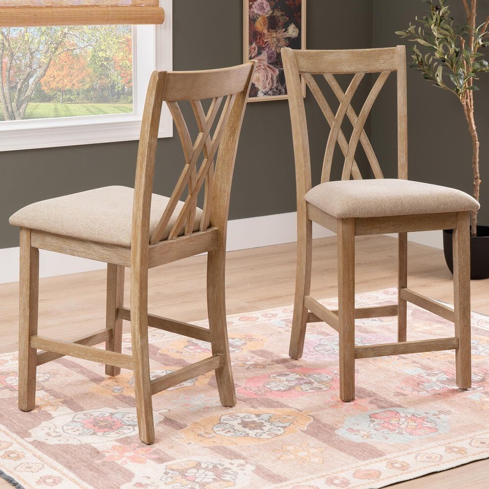 Linon Home Decor Maggie Counter Stool in Natural (Set of 2), , large