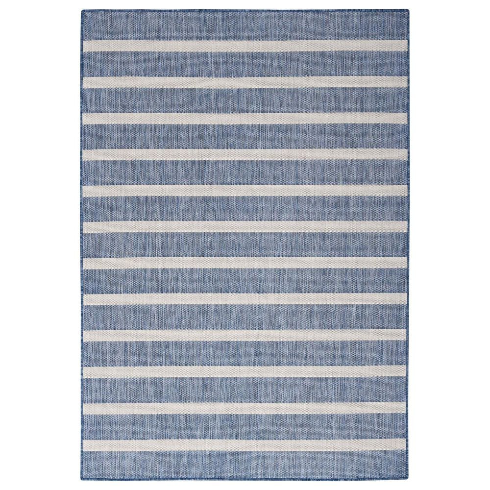 Nourison Positano POS03 Navy and Ivory 7" x 10" Indoor/Outdoor Area Rug, , large