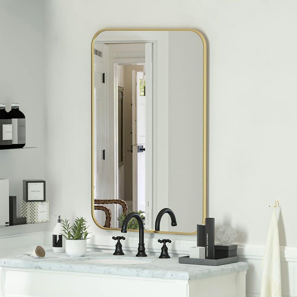 HOMLUX 20" x 28" Rectangular Wall Mirror in Gold, , large