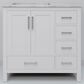 Lexora Home Jacques 36" Left Offset Single Bathroom Vanity in White with 2 cm White Carrara Marble Top and Rectangular Sink, , large