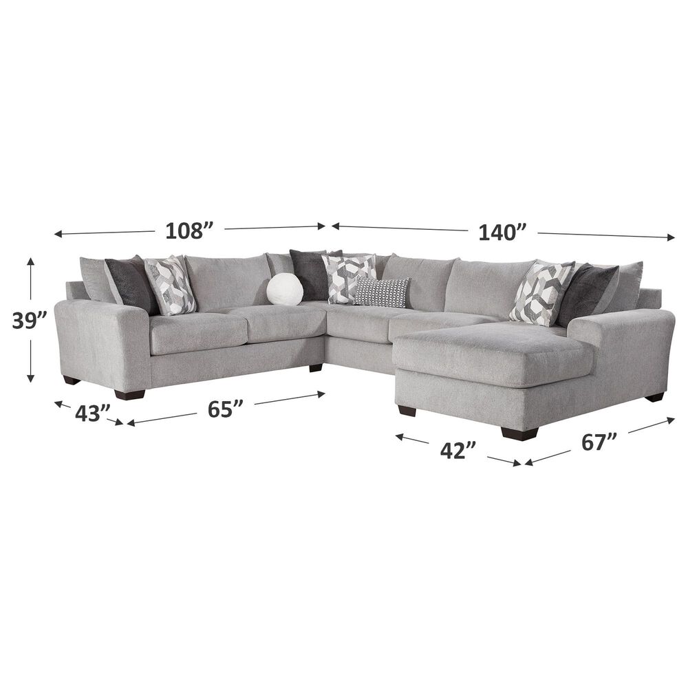 Northwestern Apollo 3-Piece Sectional in Gray, , large