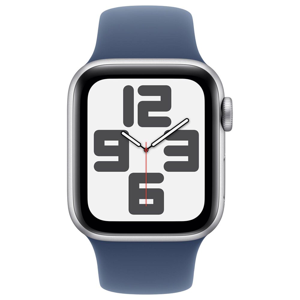 Apple Watch SE GPS + Cellular 40mm Silver Aluminum Case with Denim Sport Band - S/M, , large