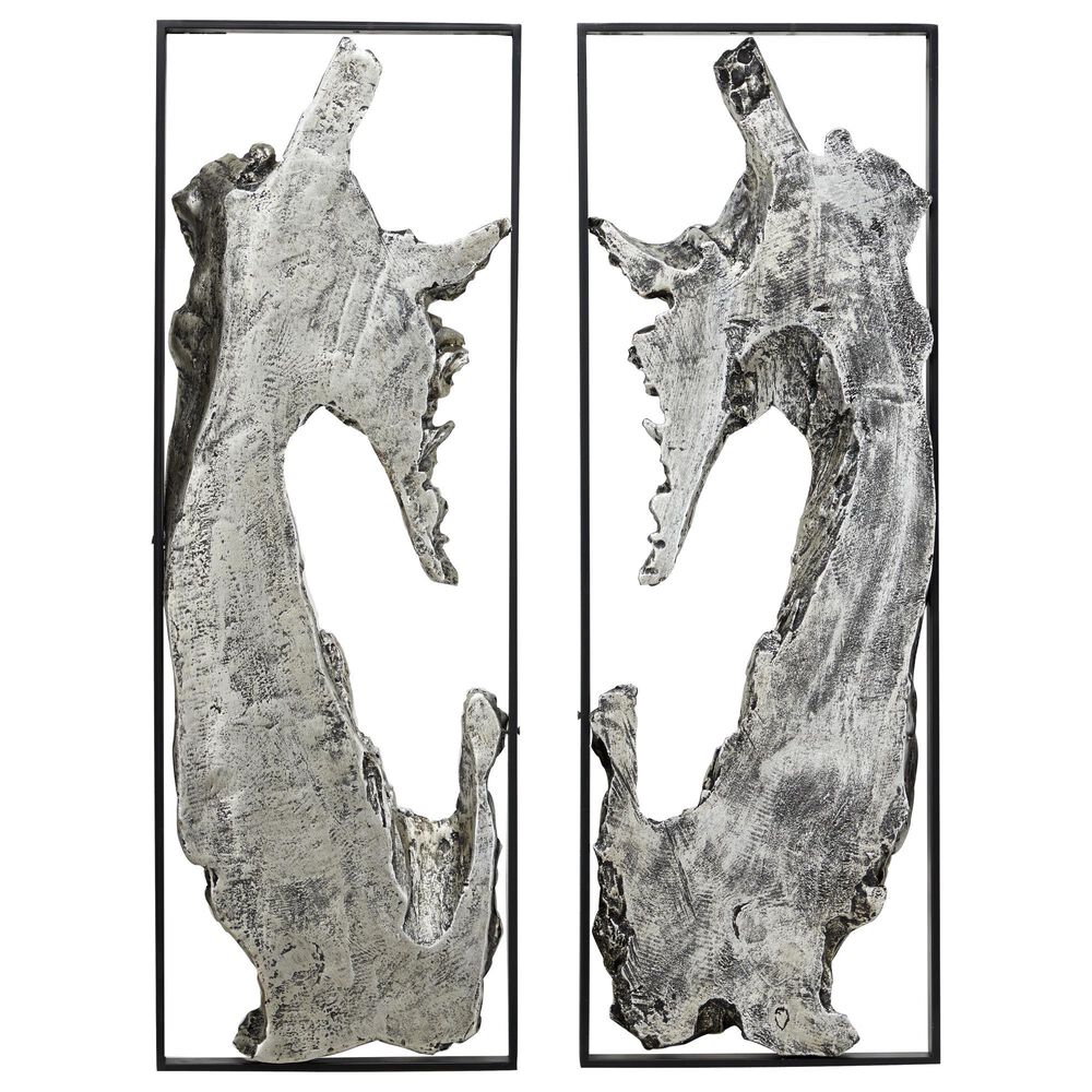Maple and Jade 32&quot; x 11&quot; Abstract Art Wall Decor in Silver &#40;Set of 2&#41;, , large