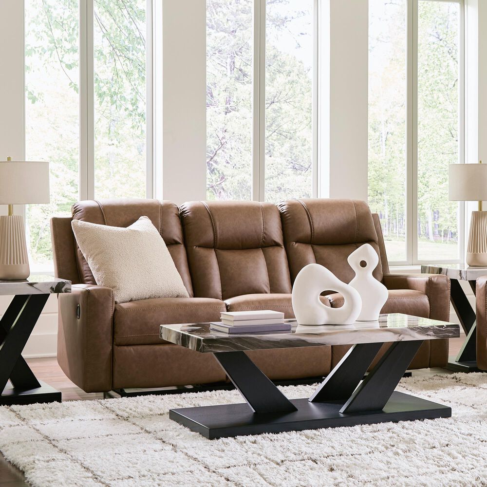 Ashley Mackmenville Manual Reclining Sofa in Caramel, , large