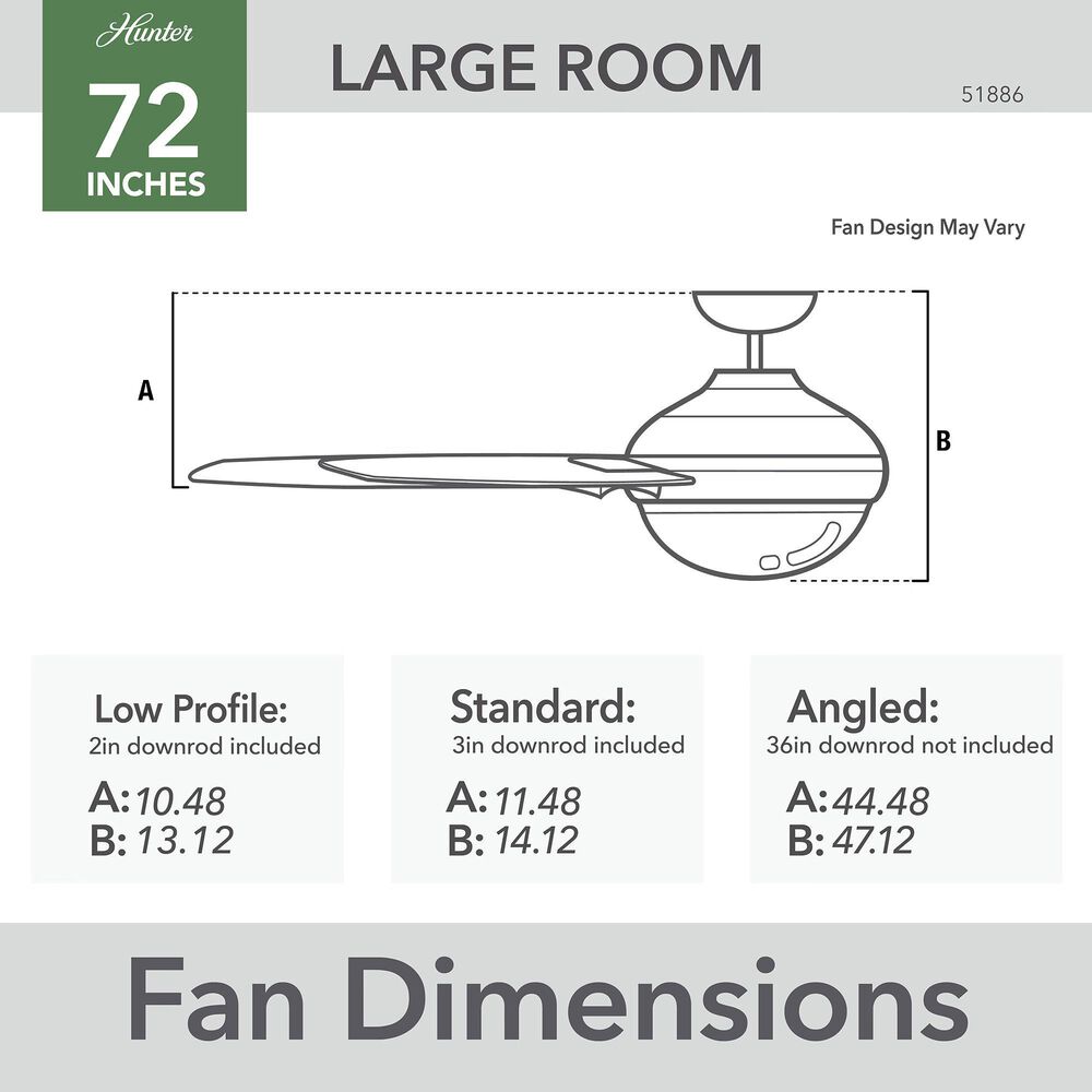 Hunter Gravity 72&quot; Ceiling Fan with LED Light in Noble Bronze, , large