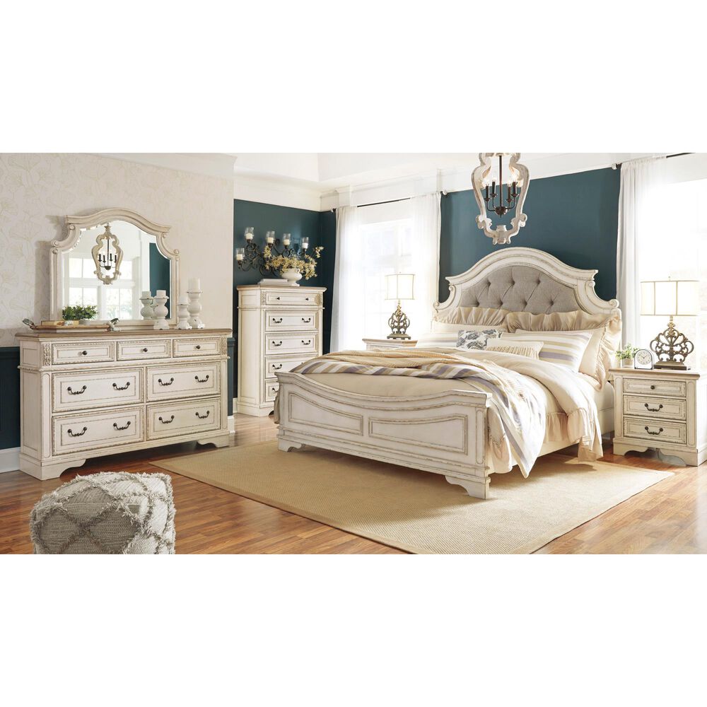 Ashley Realyn Dresser in Chipped White and Brown, , large