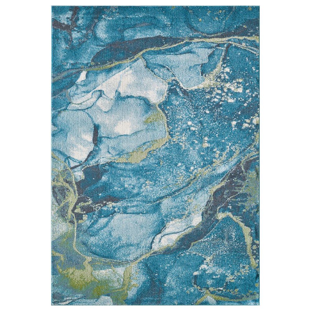 Kas Oriental Rugs Illusions Stone 5"3" x 7"7" Teal Area Rug, , large