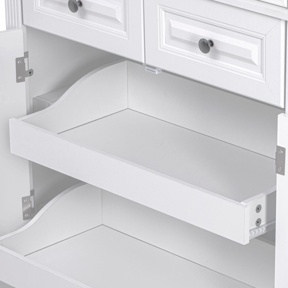 HOMLUX HOMLUX 71" Tall Kitchen Pantry Cabinet with 3 Pull Out Cabinet Organizers, Farmhouse Embossed Texture Storage Cabinet with 6 Door Shelves, 2 Drawers, Freestanding Cupboard for Kitchen, Dining Room White, , large