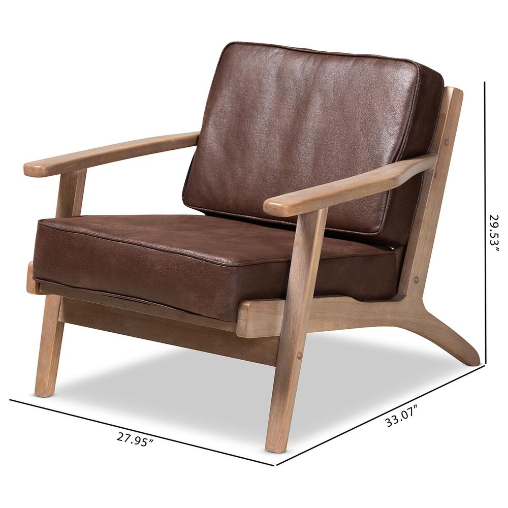 Baxton Studio Sigrid Arm Chair in Dark Brown, , large