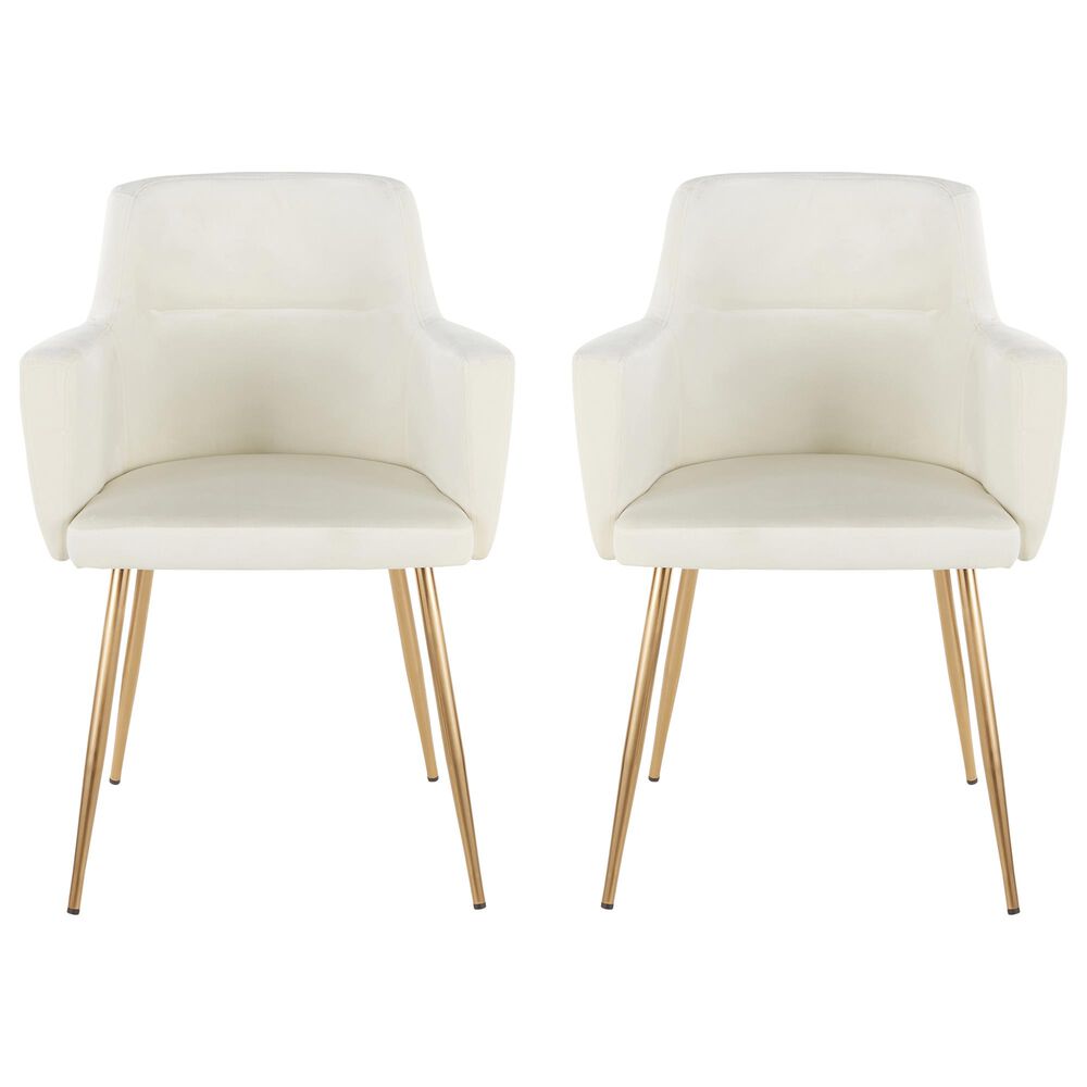 Lumisource Andrew Dining Chair in Cream/Gold &#40;Set of 2&#41;, , large