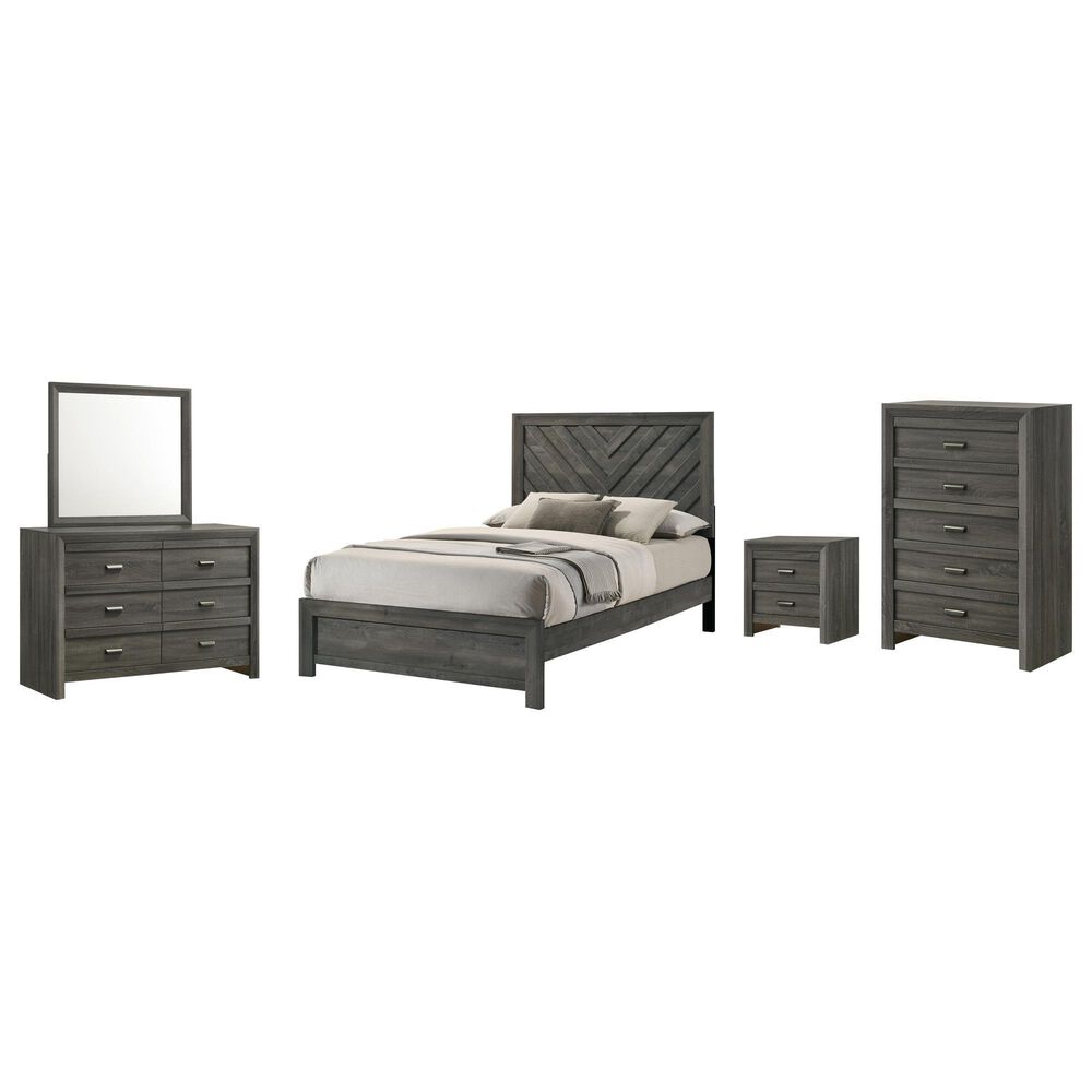 Crown Mark Valor 5-Piece Full Bedroom Set in Gray, , large