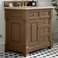 James Martin Vanities Brookfield 36" Single Bathroom Vanity in Pecan with 3 cm Victorian Silver Quartz Top and Rectangular Sink, , large