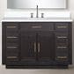 Lexora Home Abbey 48" Single Bathroom Vanity in Black Oak with 2 cm White Quartz Top and Rectangular Sink, , large