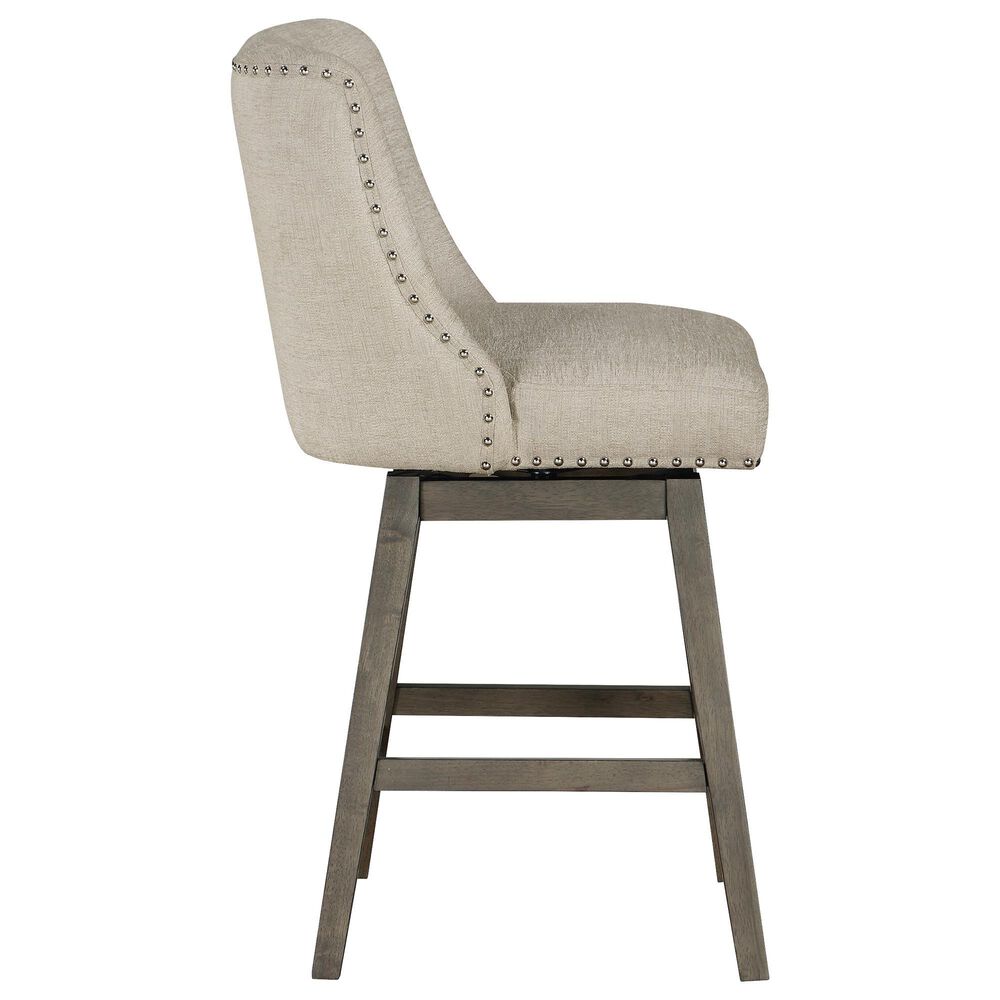 Valor Living Granville Swivel Counter Stool with Wheat Upholstered in Grey, , large