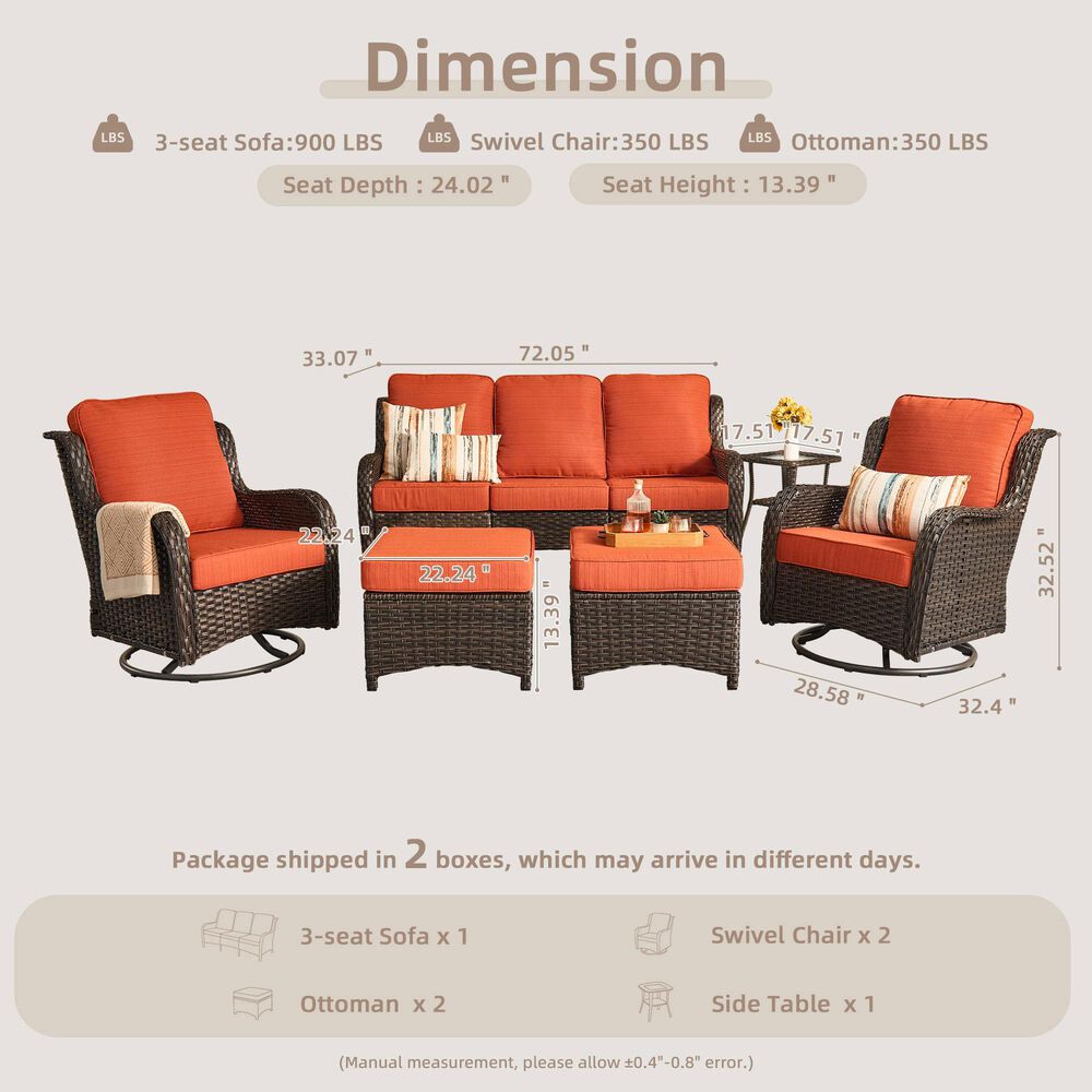 HOMLUX 6-Piece Outdoor Sofa Set in Orange, , large