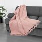 Trade Linker 50" x 70" Chenille Polyester Fringed Basket Throw in Blush, , large