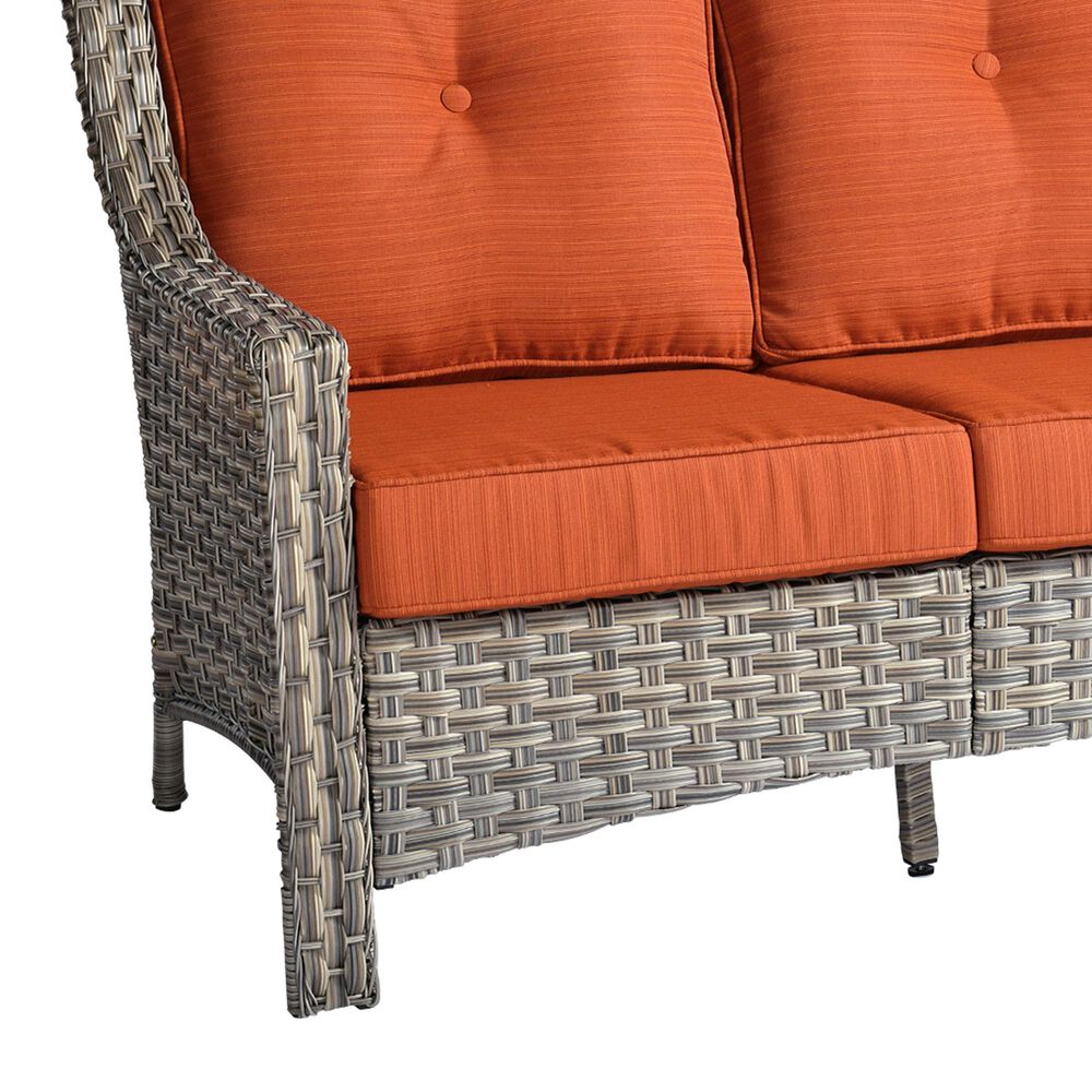 HOMLUX Outdoor Wicker Conversation Sofa in Orange, , large