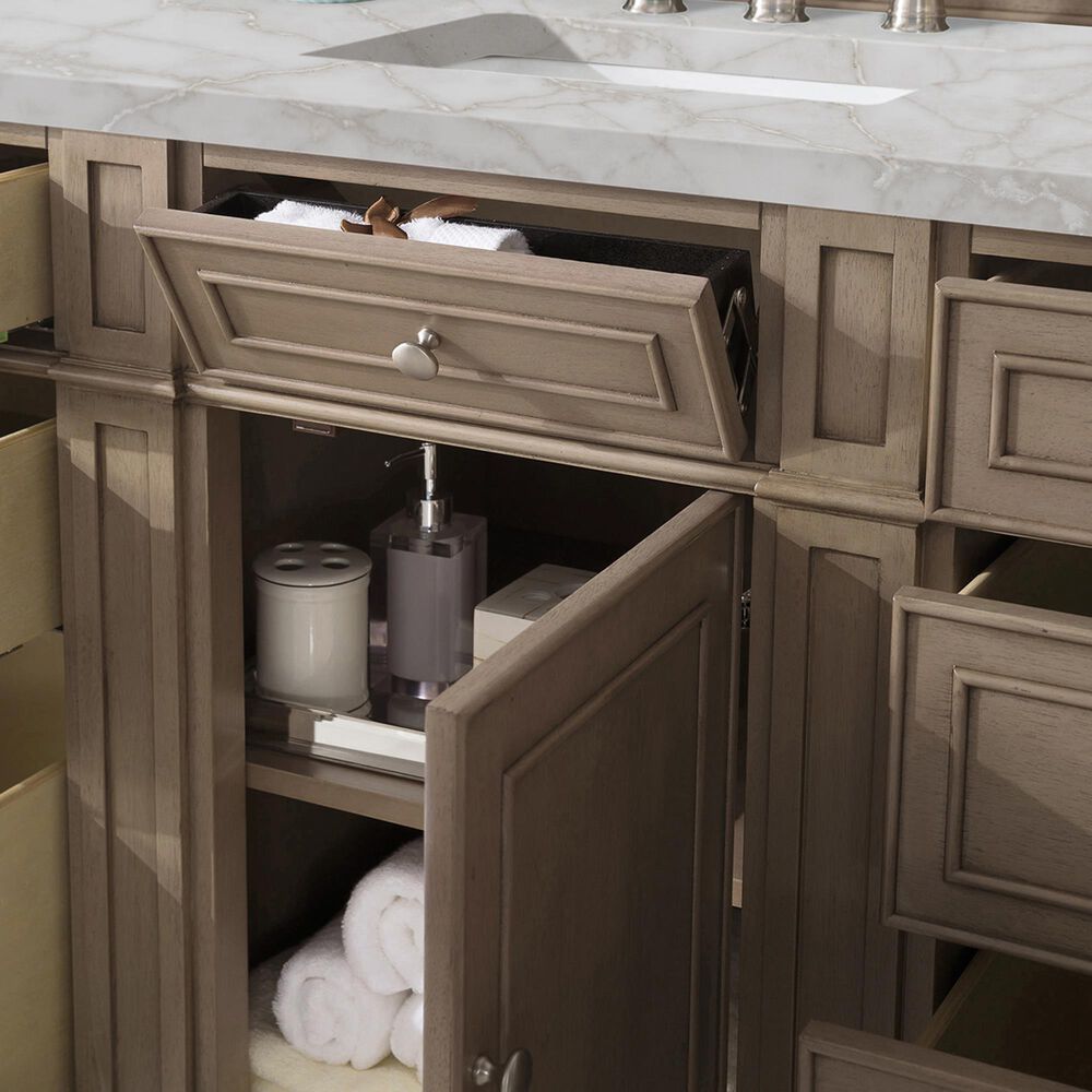 James Martin Vanities Bristol 60&quot; Single Bathroom Vanity in Whitewashed Walnut with 3 cm Victorian Silver Quartz Top and Rectangular Sink, , large