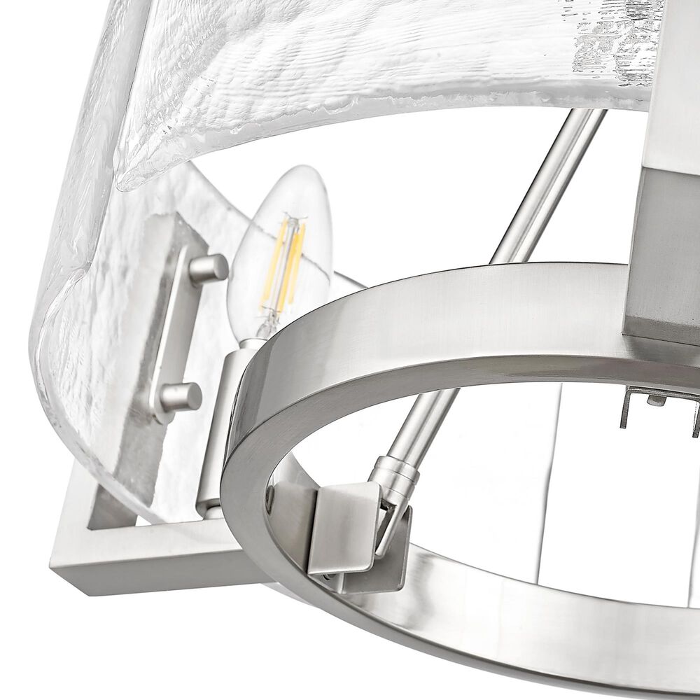 Golden Lighting Aenon 3-Light Wide Chandelier with Hammered Water Glass Shade in Pewter, , large