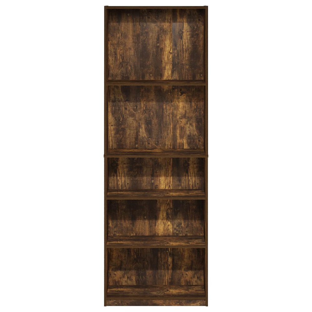 HOMLUX 5-Tier Display Bookshelf with Adjustable Shelves in Amber Pine, , large