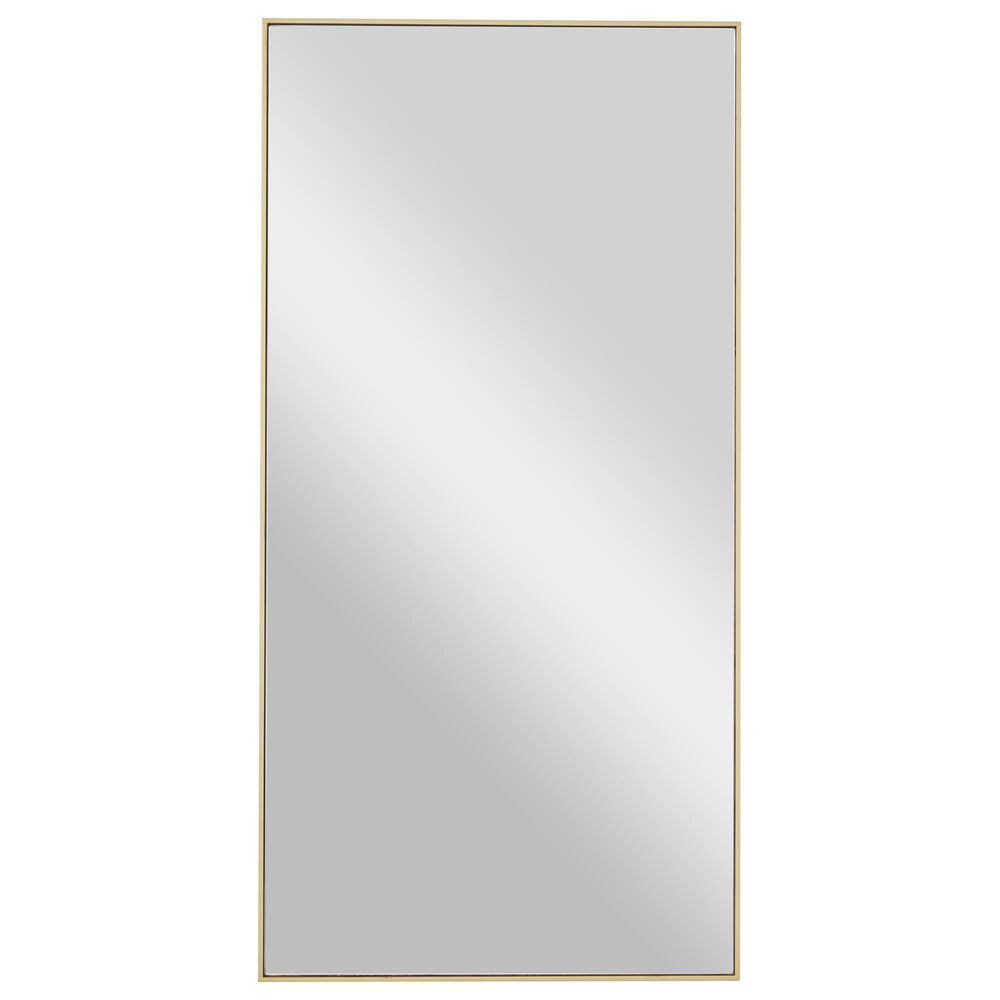 Maple and Jade 36" x 18" Rectangular Wood Wall Mirror with Thin Minimalistic Frame in Matte Gold, , large