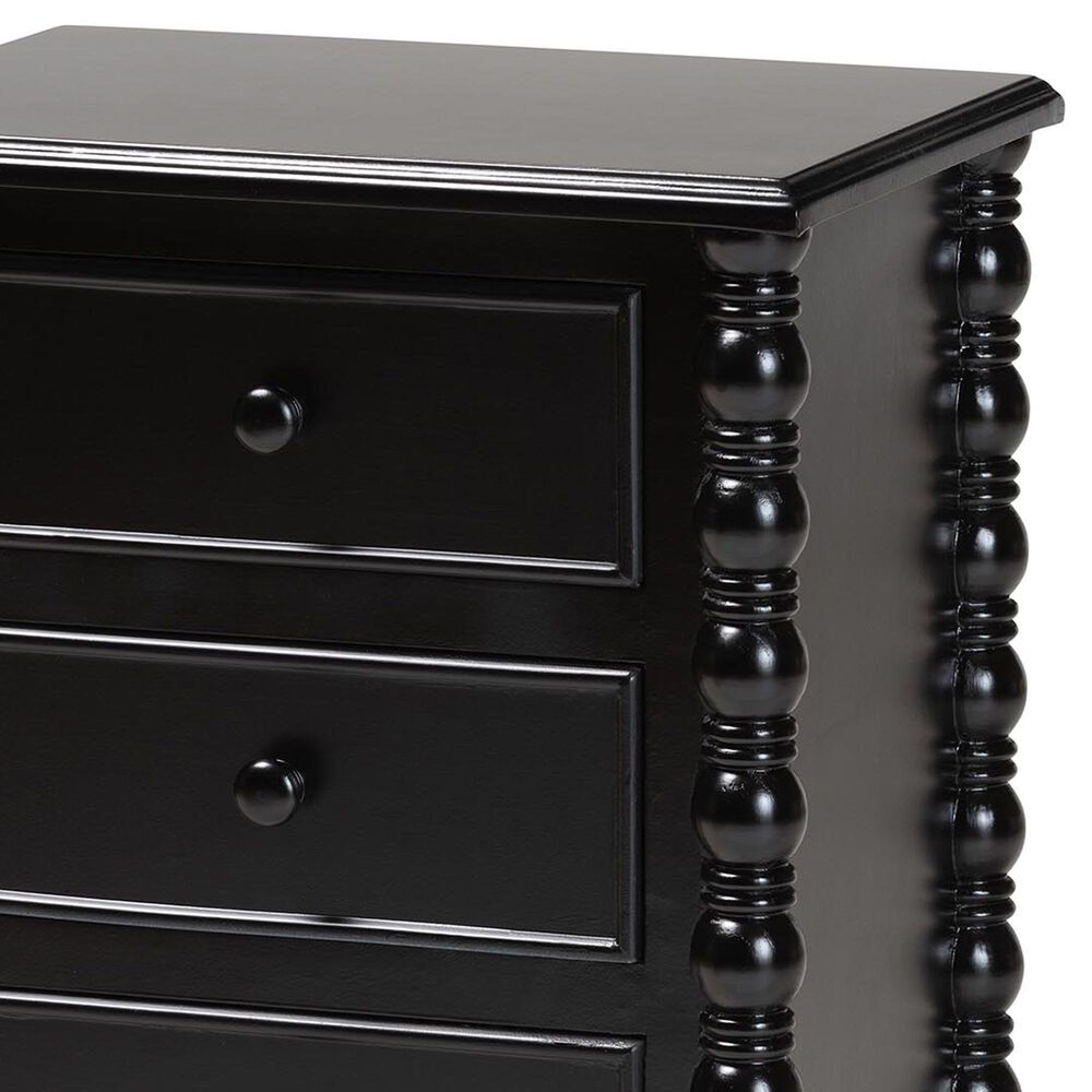 Baxton Studio Malinda 3-Drawer End Table with Spindle Legs in Black, , large