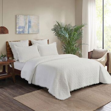 C and F Trellis 3-Piece King Quilt Set in White, , large