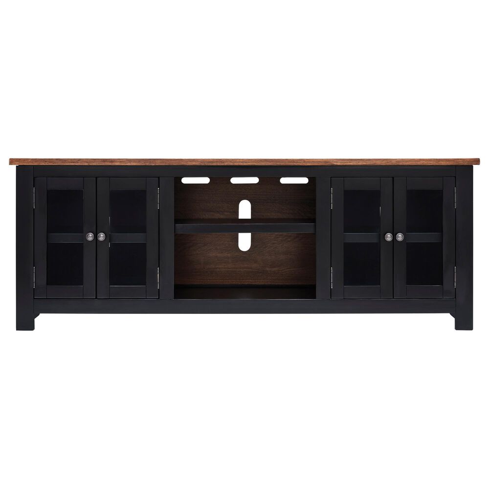 Ashley Wildenauer 76&quot; Extra Large TV Stand with Fireplace Option in Brown and Black, , large