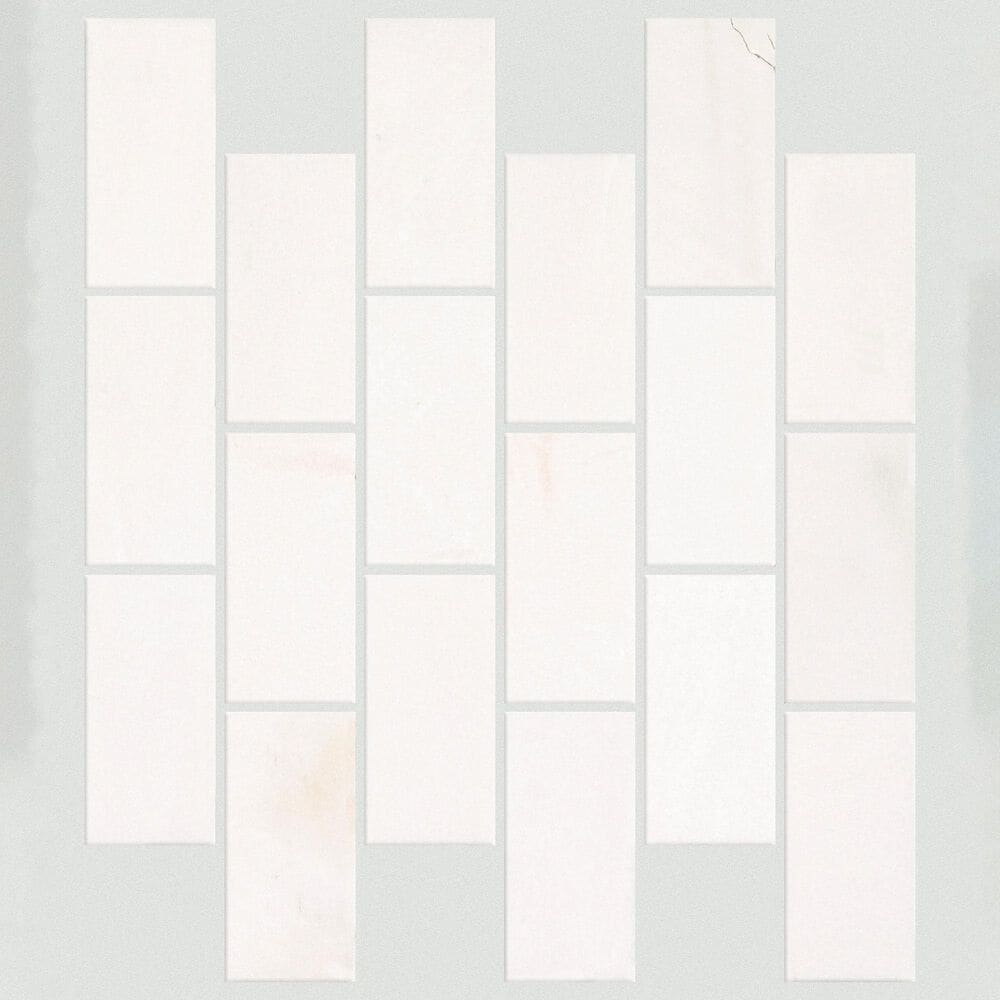 Shaw Eterna Alps Thassos 2" x 4" on 12" x 12.5" Natural Stone Mosaic Sheet, , large