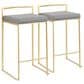 Lumisource Fuji Stackable Counter Stool with Grey Faux Leather Cushion in Gold (Set of 2), , large