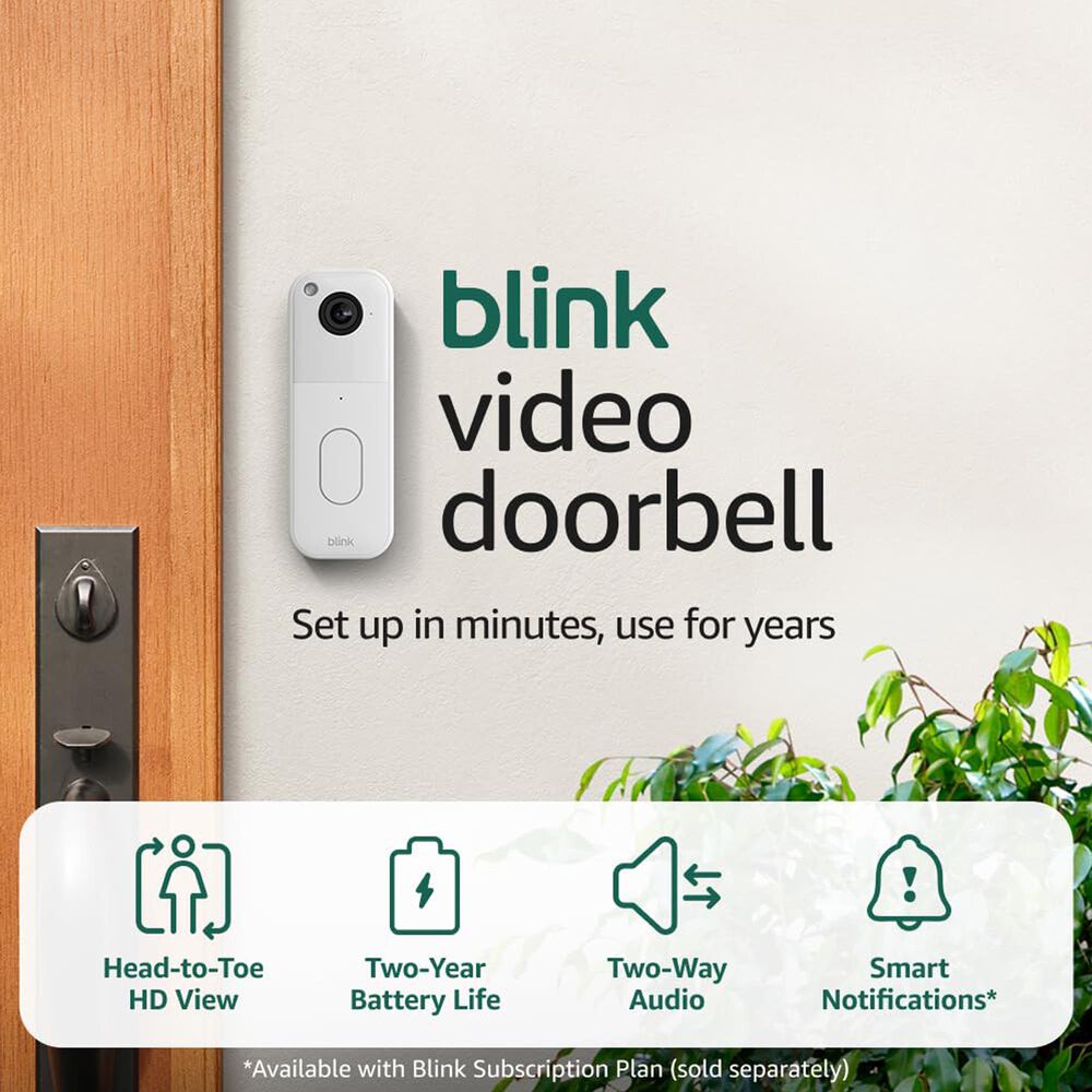 Blink Video Doorbell with Sync Module Core in White, , large
