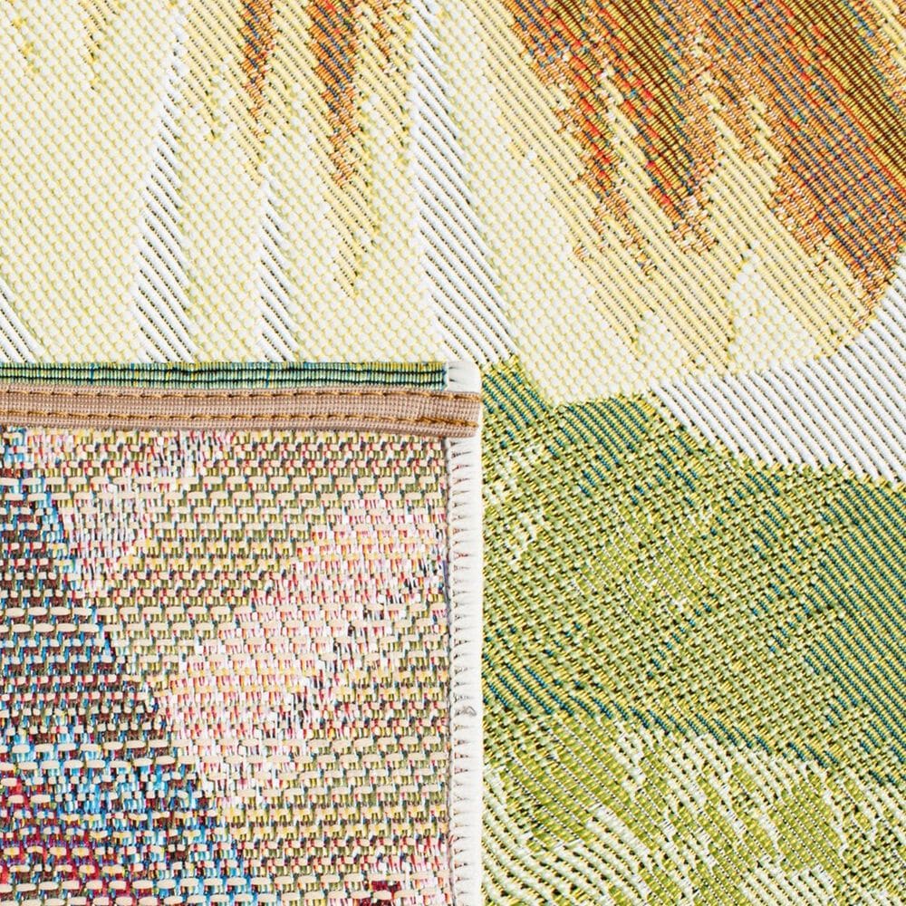 Safavieh Barbados Tropical Botanical 8&#39; Square Gold and Green Indoor/Outdoor Area Rug, , large