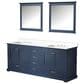 Lexora Home Dukes 80" Double Bathroom Vanity in Dark grey with 2 cm White Quartz Top, Rectangular Sinks and 30" Mirrors, , large