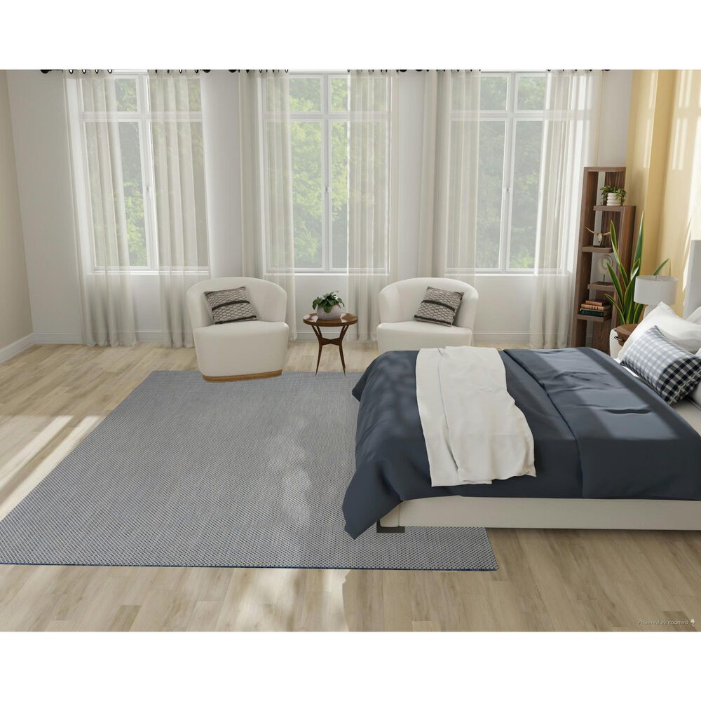 Nourison Courtyard Ivory and Blue 7&#39; x 10&#39; Indoor/Outdoor Area Rug, , large