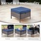 Sunwell Garden 5-Piece Patio Chat Set with Two Ottoman in Navy, , large