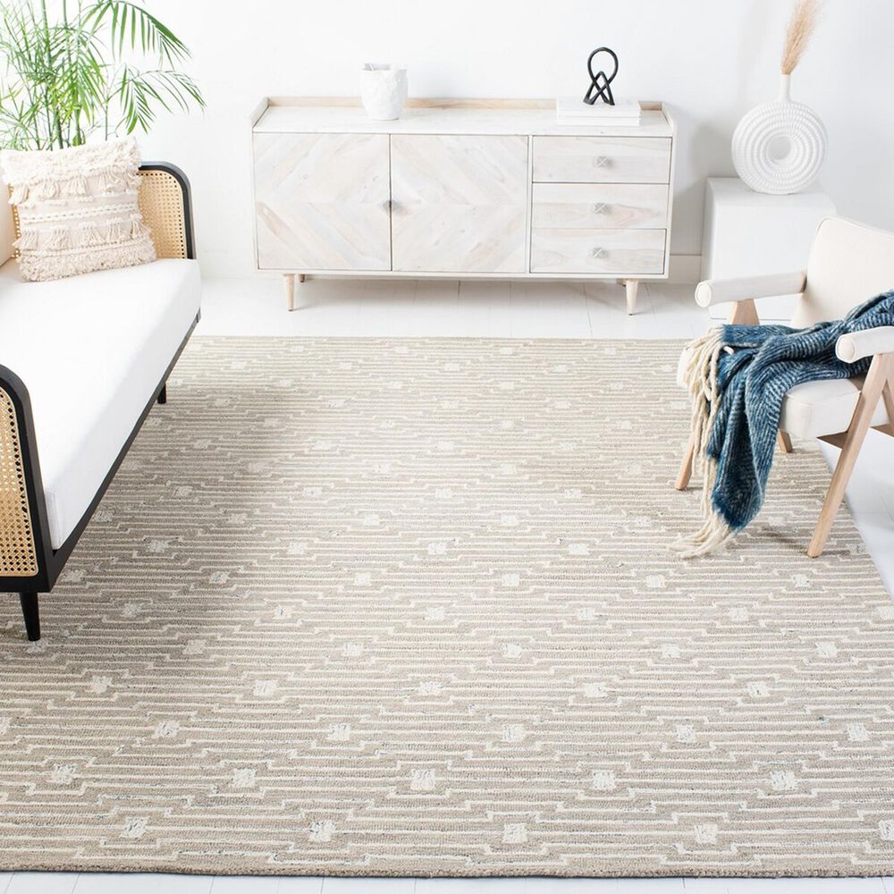 Safavieh Micro-Loop MLP178F 8&#39; x 10&#39; Light Grey and Ivory Area Rug, , large